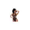 Body string noir en maille transparente 